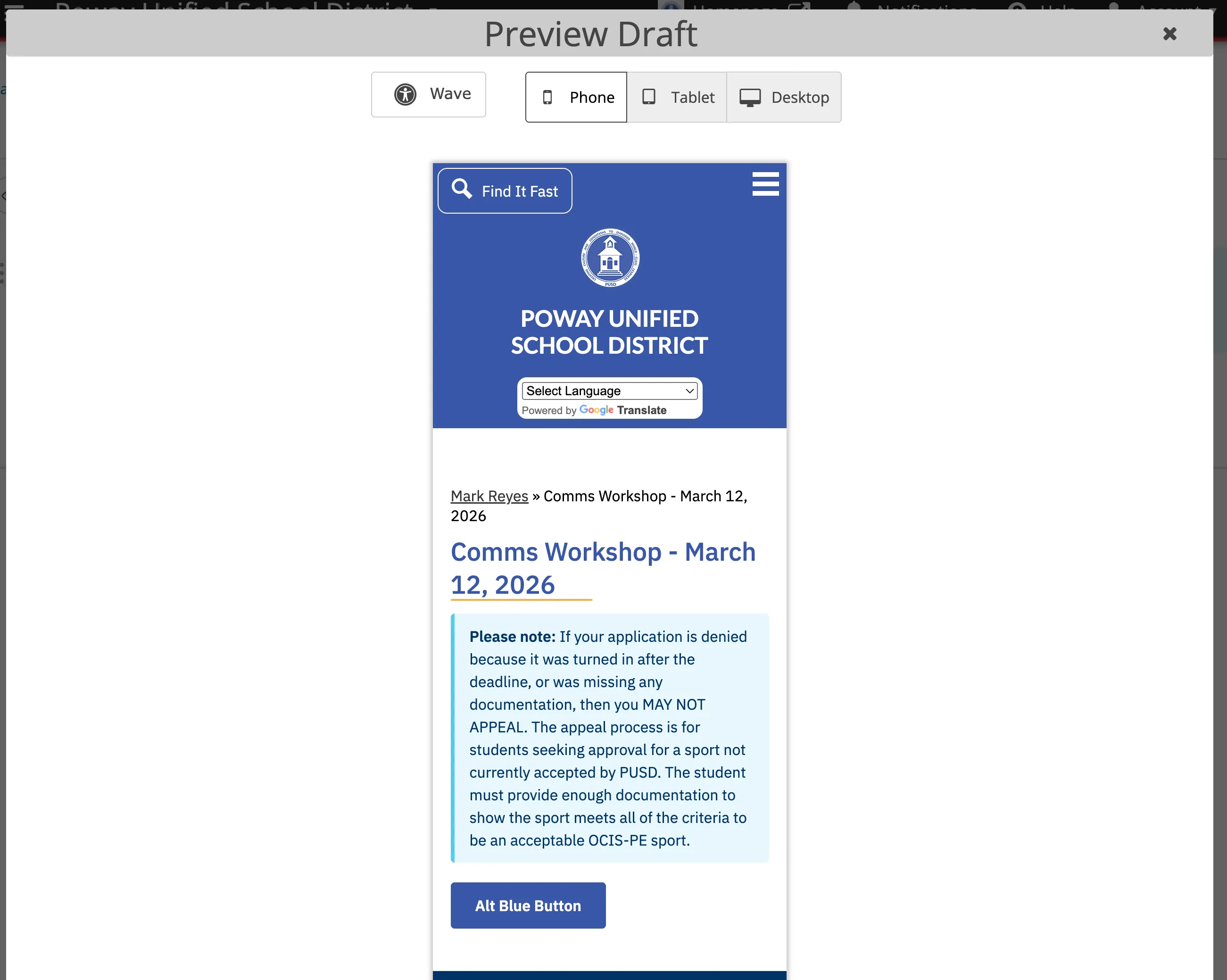 Preview Draft - Phone