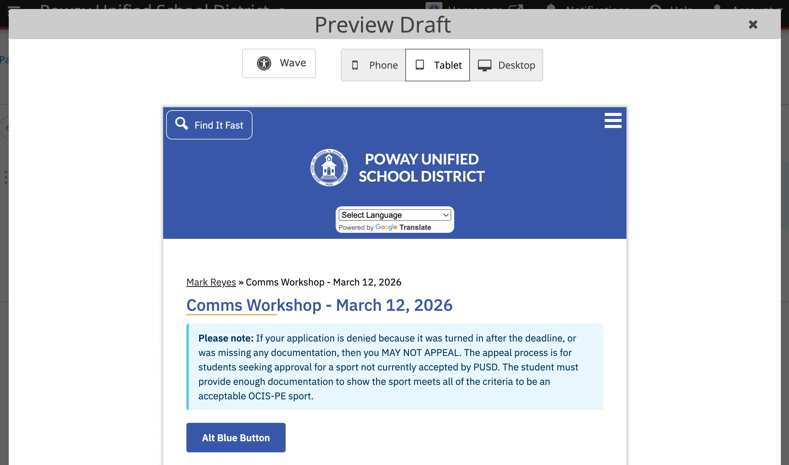 Preview Draft - Tablet