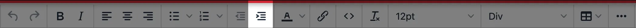 Toolbar Increase Indent