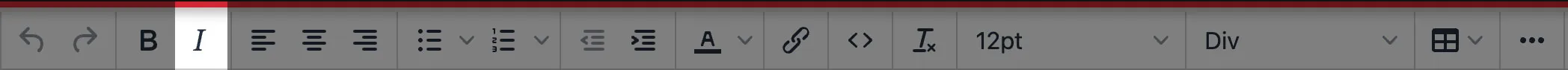 Toolbar Italic