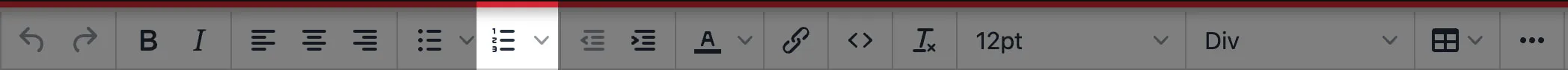 Toolbar Numbered List