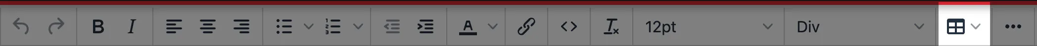 Toolbar Table